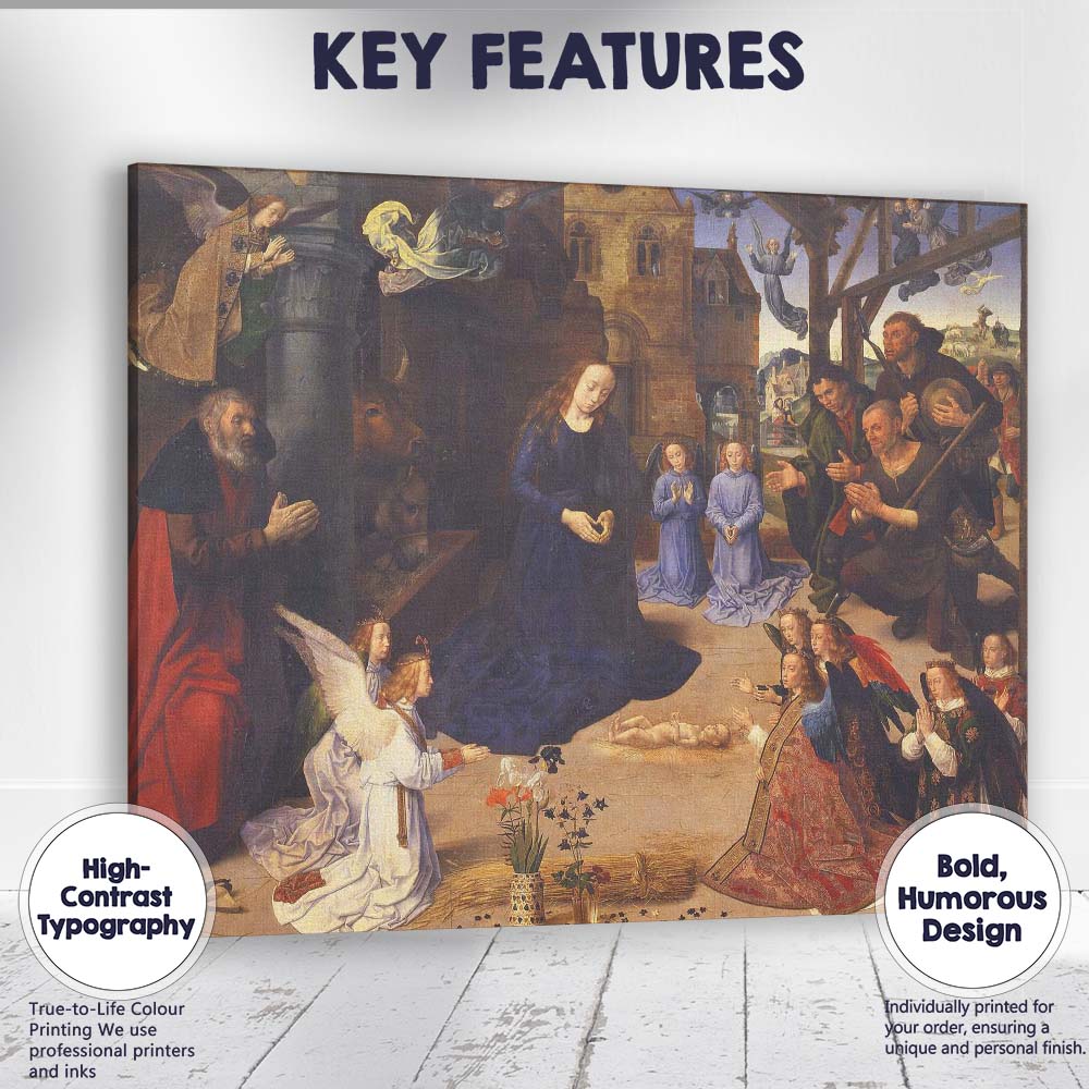 Adoration of the Christ Child with Angels and Shepherds Renaissance Canvas Wall Art Print Decor Picture Ready to Hang