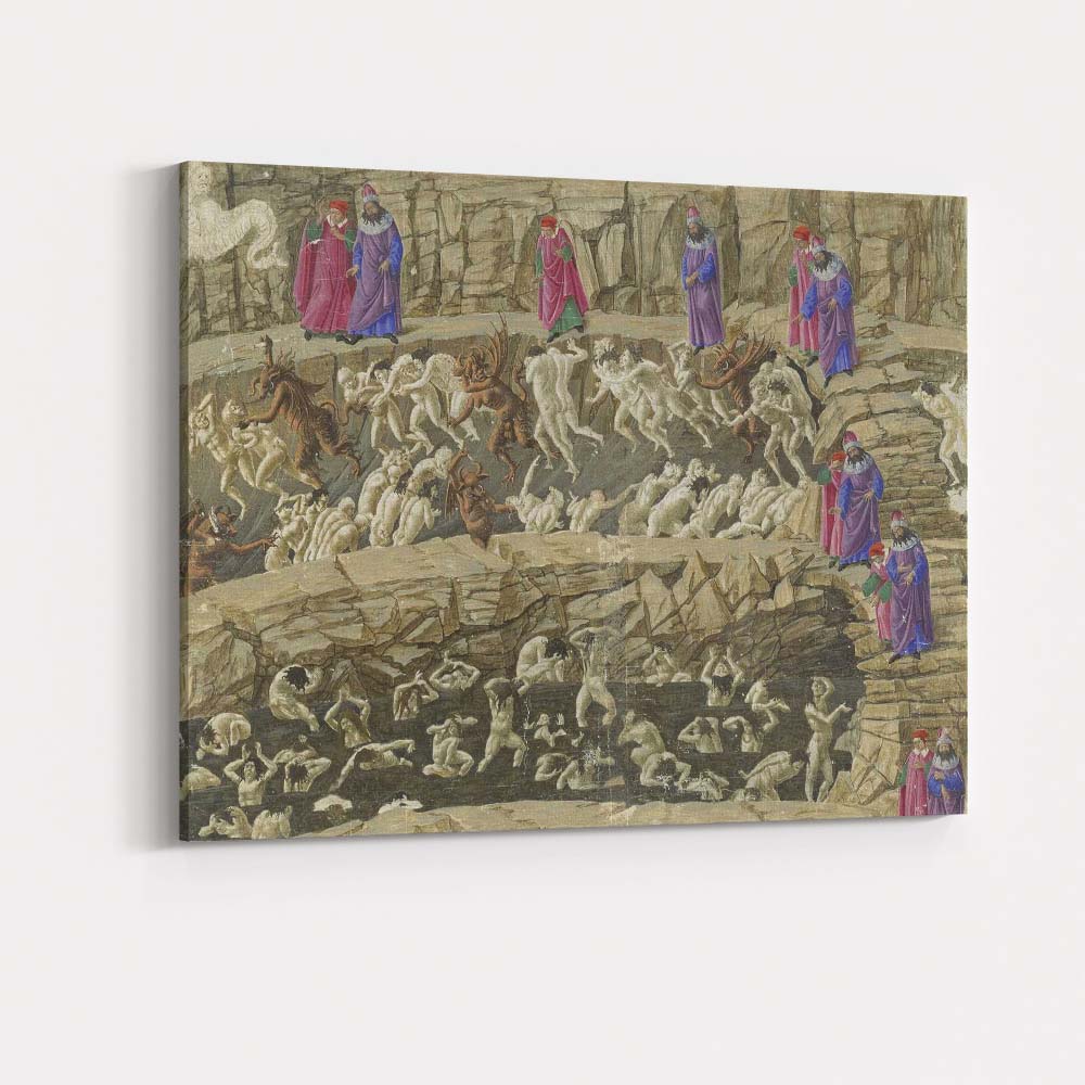 Medieval Dante Inferno Hellscape With Demons And Tormented Souls Canvas Wall Art Print Decor Picture Ready to Hang