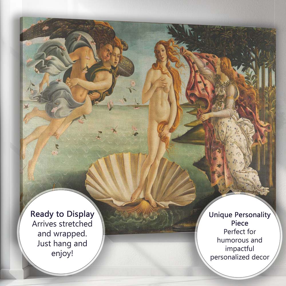 Renaissance Birth Of Venus Mythological Seascape With Flowing Figures Canvas Wall Art Print Decor Picture Ready to Hang