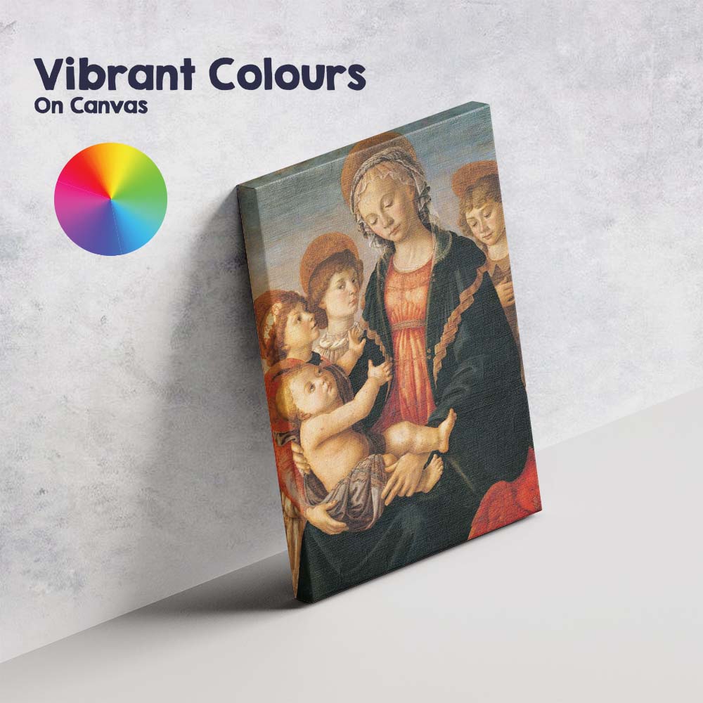 Renaissance Madonna And Child With Angels Sacred Portrait Canvas Wall Art Print Decor Picture Ready to Hang