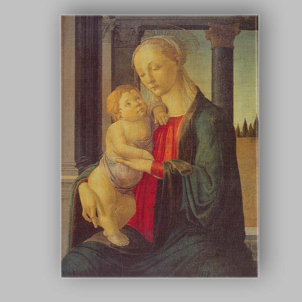 Renaissance Madonna And Child Devotional Portrait With Architectural Setting Canvas Wall Art Print Decor Picture Ready to Hang