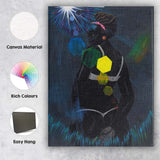 Contemporary Black Female Portrait With Luminous Geometric Shapes Canvas Wall Art Print Decor Picture Ready to Hang