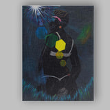 Contemporary Black Female Portrait With Luminous Geometric Shapes Canvas Wall Art Print Decor Picture Ready to Hang