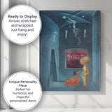 Dreamlike Blue Interior With Fantastical Creatures Surreal Fantasy Scene Canvas Wall Art Print Decor Picture Ready to Hang