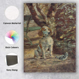 Impressionist Hound Dog and Bird Garden Scene Canvas Wall Art Print Decor Picture Ready to Hang