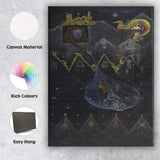 Mystical Surreal Black and Gold Symbolic Fantasy Composition Canvas Wall Art Print Decor Picture Ready to Hang