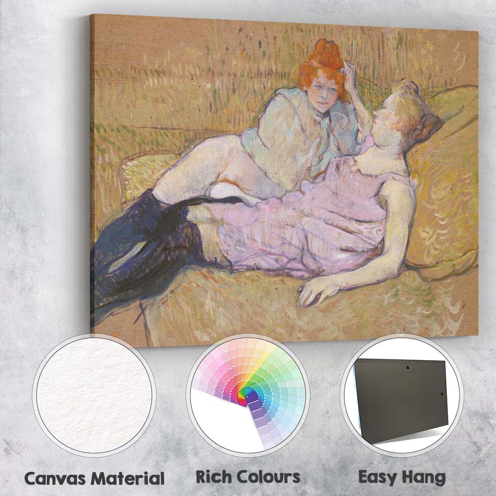 Post Impressionist Women Reclining on Cushions Soft Pastel Portrait Canvas Wall Art Print Decor Picture Ready to Hang