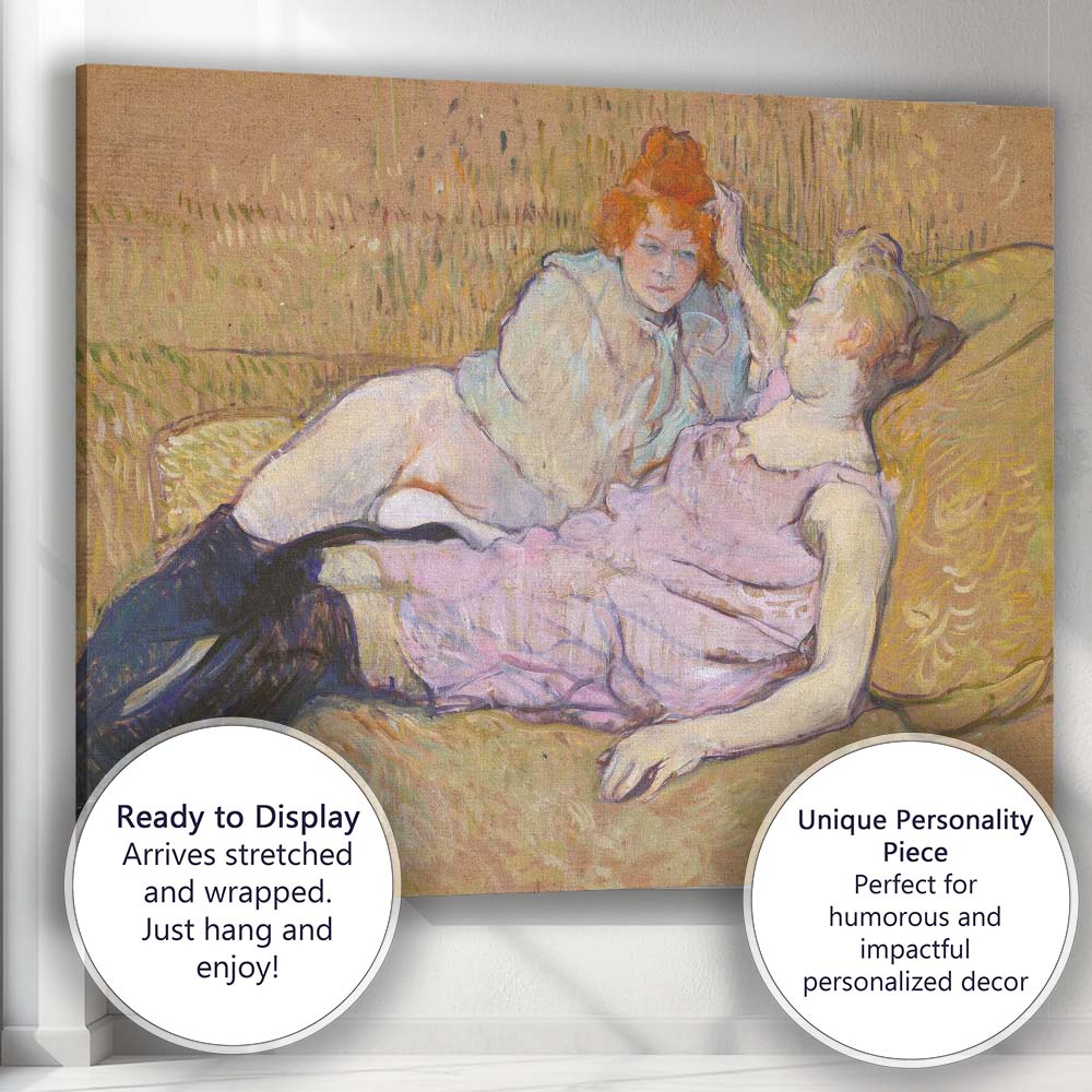 Post Impressionist Women Reclining on Cushions Soft Pastel Portrait Canvas Wall Art Print Decor Picture Ready to Hang