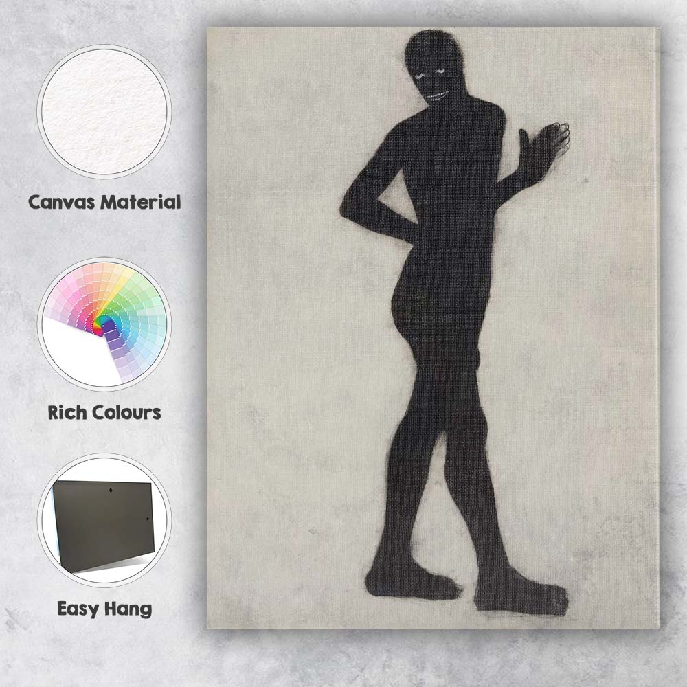Minimalist Black Silhouette Figure Contemporary Portrait Canvas Wall Art Print Decor Picture Ready to Hang