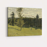 Impressionist Riverside Landscape with Steam Train Green Meadow and Figures Canvas Wall Art Print Decor Picture Ready to Hang