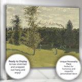 Impressionist Riverside Landscape with Steam Train Green Meadow and Figures Canvas Wall Art Print Decor Picture Ready to Hang