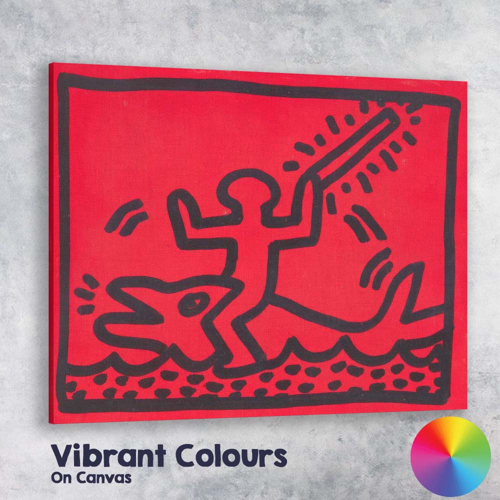 Vibrant Pop Art Barking Dog Red Graphic Illustration Canvas Wall Art Print Decor Picture Ready to Hang