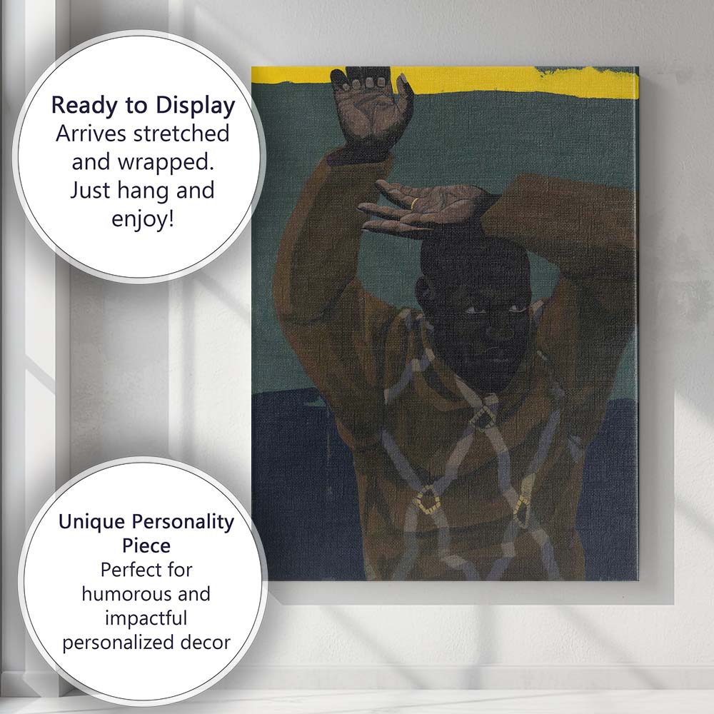 Contemporary Figurative Portrait with Raised Hands Dark Tones Canvas Wall Art Print Decor Picture Ready to Hang