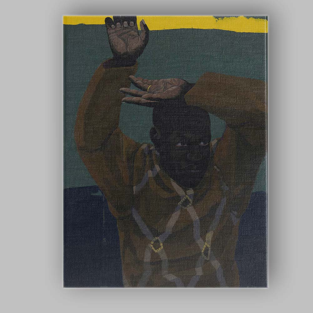 Contemporary Figurative Portrait with Raised Hands Dark Tones Canvas Wall Art Print Decor Picture Ready to Hang