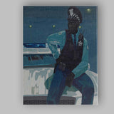 Modern Police Officer Portrait Blue Night Scene Figurative Painting Canvas Wall Art Print Decor Picture Ready to Hang