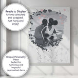Romantic Couple Embrace Floral Heart Wreath Contemporary Artwork Canvas Wall Art Print Decor Picture Ready to Hang