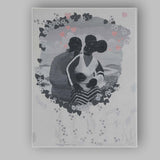 Romantic Couple Embrace Floral Heart Wreath Contemporary Artwork Canvas Wall Art Print Decor Picture Ready to Hang