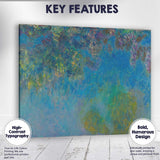 Abstract Blue Water Lilies Impressionist Floral Reflection Painting Canvas Wall Art Print Decor Picture Ready to Hang