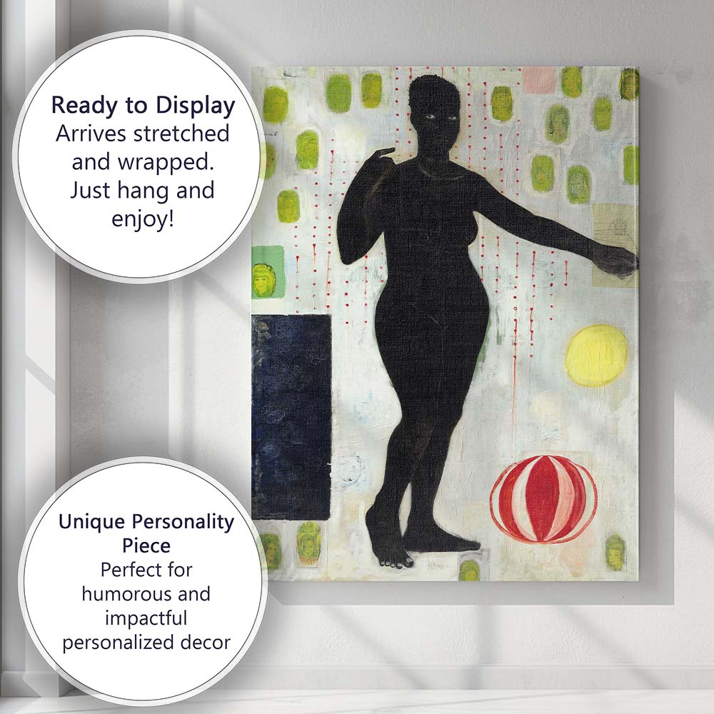 Contemporary Figurative Female Silhouette Collage with Green Portrait Accents Canvas Wall Art Print Decor Picture Ready to Hang