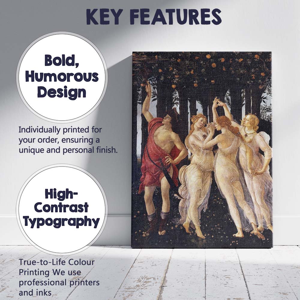 Renaissance Mythological Spring Dance Woodland Figure Painting Canvas Wall Art Print Decor Picture Ready to Hang