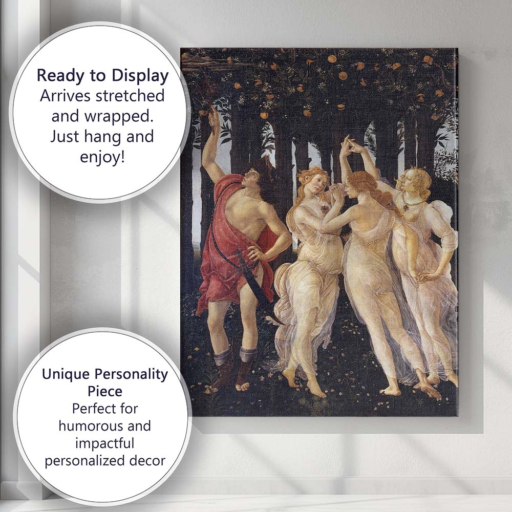 Renaissance Mythological Spring Dance Woodland Figure Painting Canvas Wall Art Print Decor Picture Ready to Hang
