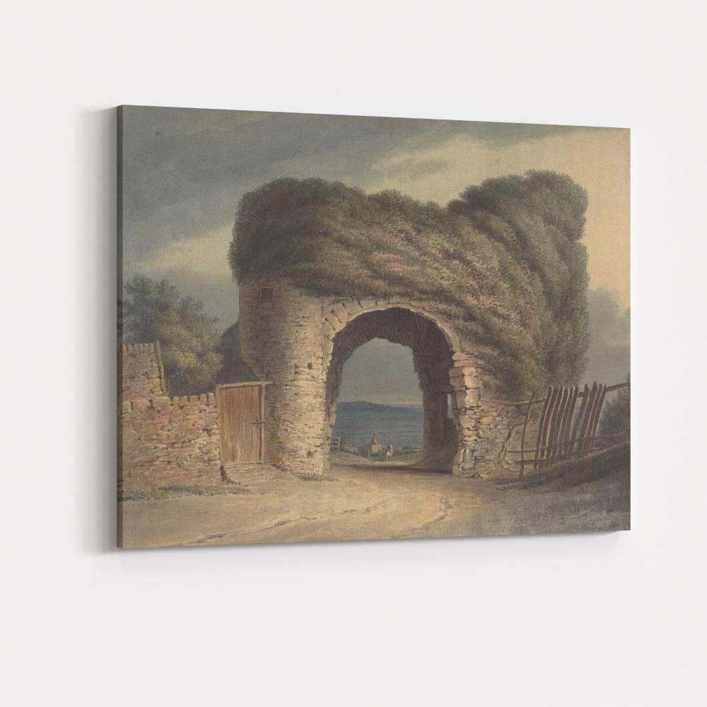 Rustic Stone Archway Country Lane Watercolour Landscape Canvas Wall Art Print Decor Picture Ready to Hang