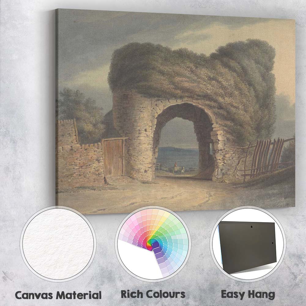 Rustic Stone Archway Country Lane Watercolour Landscape Canvas Wall Art Print Decor Picture Ready to Hang