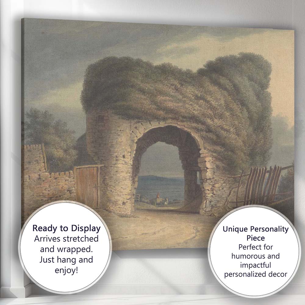 Rustic Stone Archway Country Lane Watercolour Landscape Canvas Wall Art Print Decor Picture Ready to Hang
