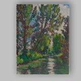 Impressionist Woodland Pond Reflections Green Nature Painting Canvas Wall Art Print Decor Picture Ready to Hang