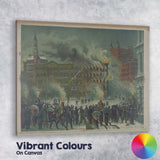 Historic City Fire Rescue Scene Victorian Urban Illustration Canvas Wall Art Print Decor Picture Ready to Hang