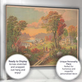 Romantic Lakeside Estate Autumn Garden Scenic Landscape Canvas Wall Art Print Decor Picture Ready to Hang