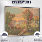 Romantic Lakeside Estate Autumn Garden Scenic Landscape Canvas Wall Art Print Decor Picture Ready to Hang