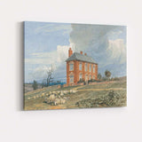 Traditional Red Brick Manor House Sheep Pasture Watercolour Canvas Wall Art Print Decor Picture Ready to Hang