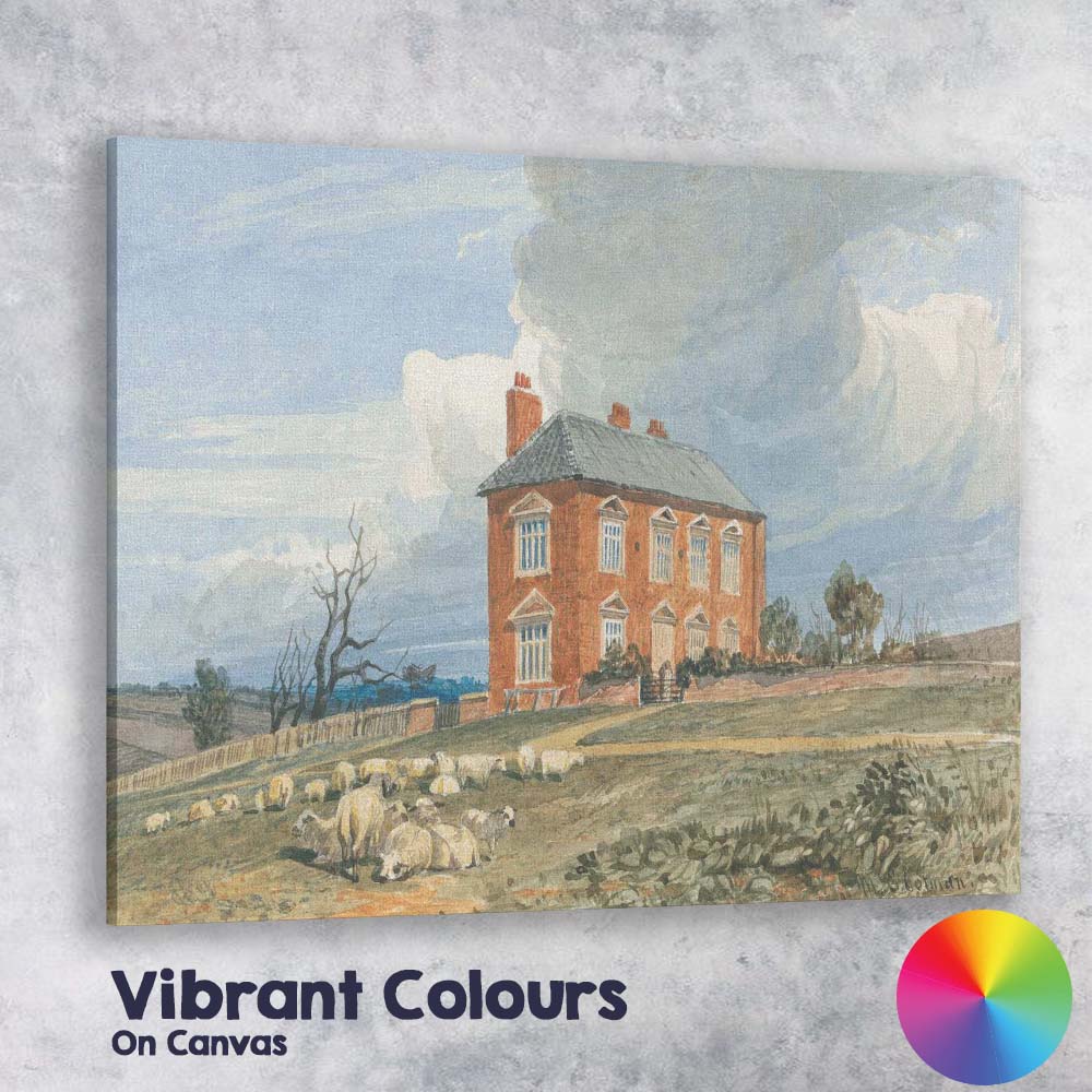 Traditional Red Brick Manor House Sheep Pasture Watercolour Canvas Wall Art Print Decor Picture Ready to Hang
