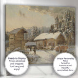 Snow Covered Woodland Cabin Rustic Winter Landscape Painting Canvas Wall Art Print Decor Picture Ready to Hang