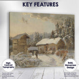 Snow Covered Woodland Cabin Rustic Winter Landscape Painting Canvas Wall Art Print Decor Picture Ready to Hang