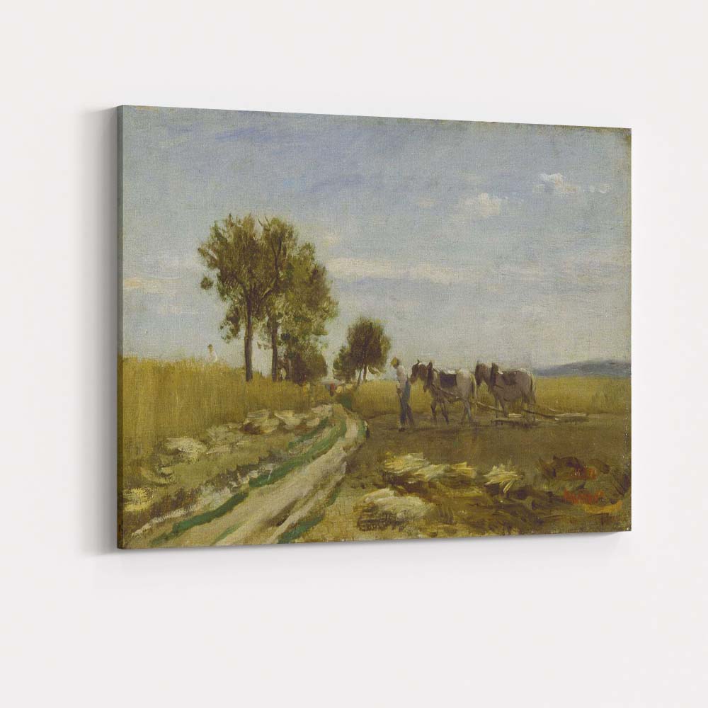 Golden Harvest Field Horse Drawn Farm Scene Impressionist Landscape Canvas Wall Art Print Decor Picture Ready to Hang
