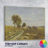Golden Harvest Field Horse Drawn Farm Scene Impressionist Landscape Canvas Wall Art Print Decor Picture Ready to Hang