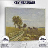 Golden Harvest Field Horse Drawn Farm Scene Impressionist Landscape Canvas Wall Art Print Decor Picture Ready to Hang