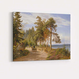Sunlit Forest Lake Road Horse Cart Nordic Landscape Canvas Wall Art Print Decor Picture Ready to Hang