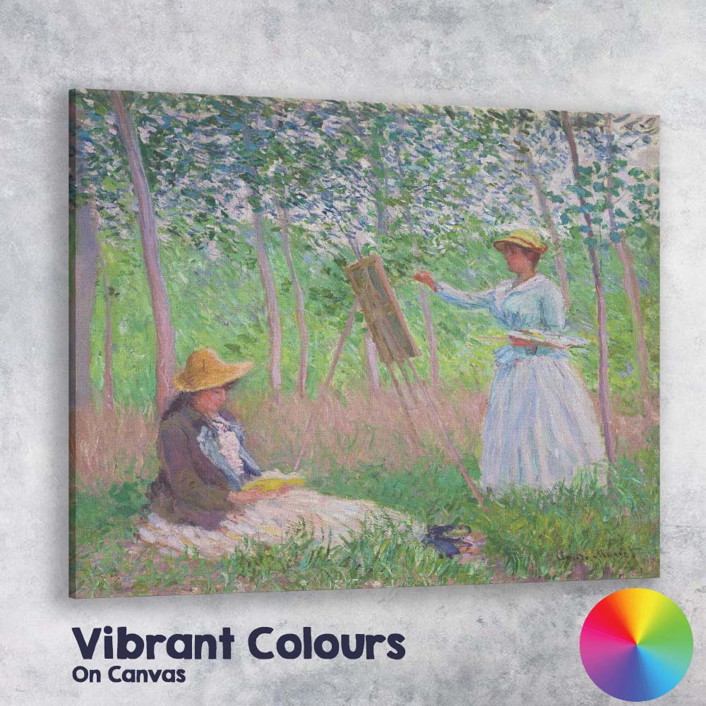 Impressionist Female Artist Painting Woodland Garden Scene Canvas Wall Art Print Decor Picture Ready to Hang