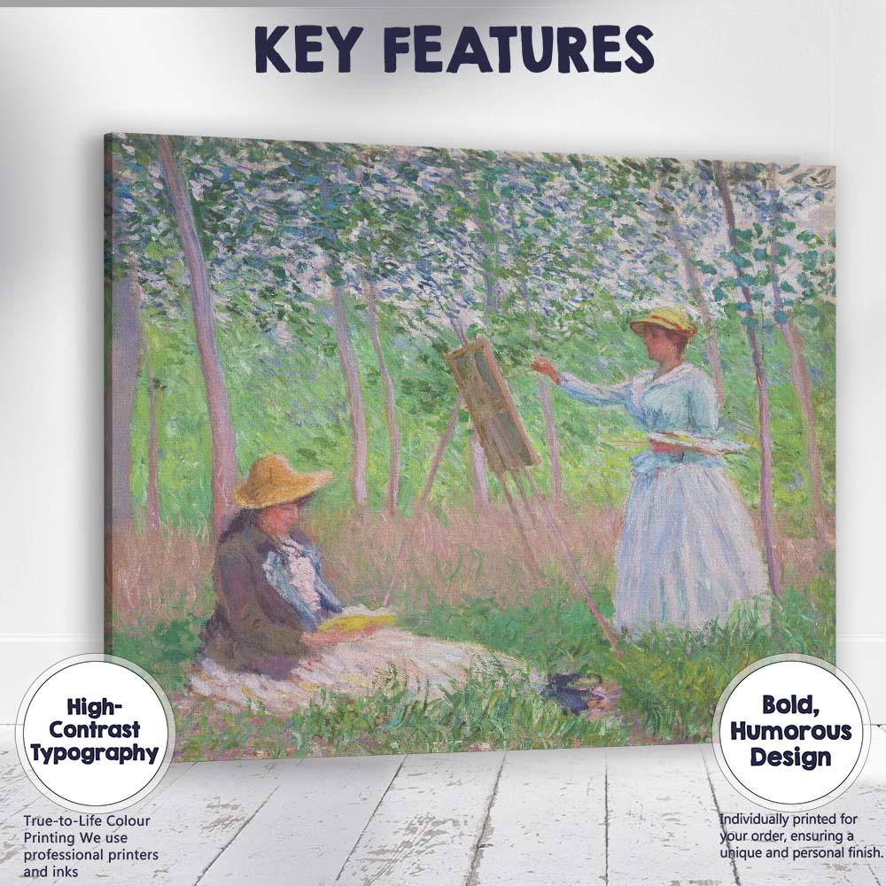 Impressionist Female Artist Painting Woodland Garden Scene Canvas Wall Art Print Decor Picture Ready to Hang