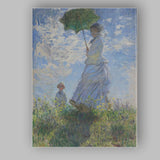 Sunlit Woman With Parasol Wildflower Meadow Impressionist Painting Canvas Wall Art Print Decor Picture Ready to Hang