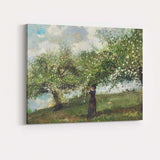 Blossoming Orchard Tree Spring Countryside Figure Painting Canvas Wall Art Print Decor Picture Ready to Hang