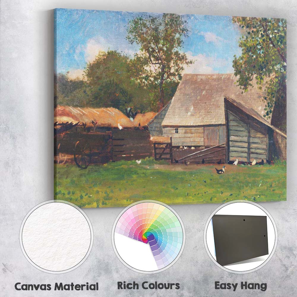 Rustic Farmyard Barn Poultry Country Homestead Painting Canvas Wall Art Print Decor Picture Ready to Hang