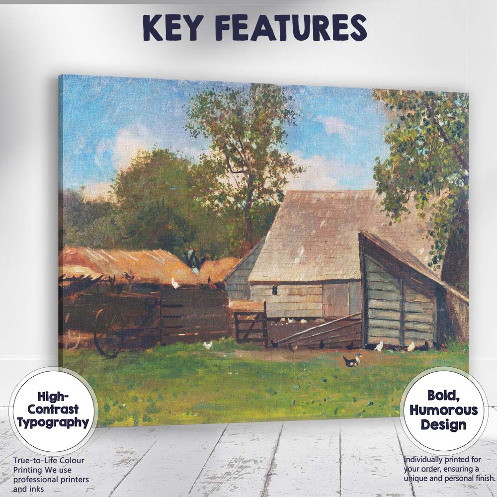 Rustic Farmyard Barn Poultry Country Homestead Painting Canvas Wall Art Print Decor Picture Ready to Hang