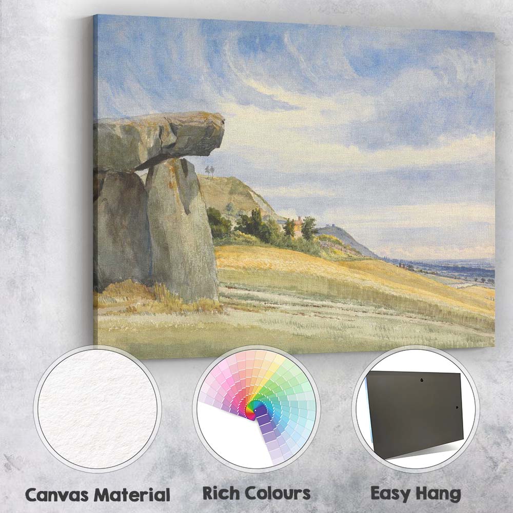 Rural Hillside Standing Stone Watercolour Country Landscape Canvas Wall Art Print Decor Picture Ready to Hang