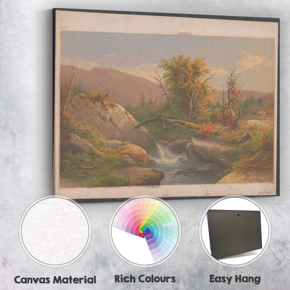 Mountain Forest Stream Rocky Wilderness Scenic Landscape Canvas Wall Art Print Decor Picture Ready to Hang
