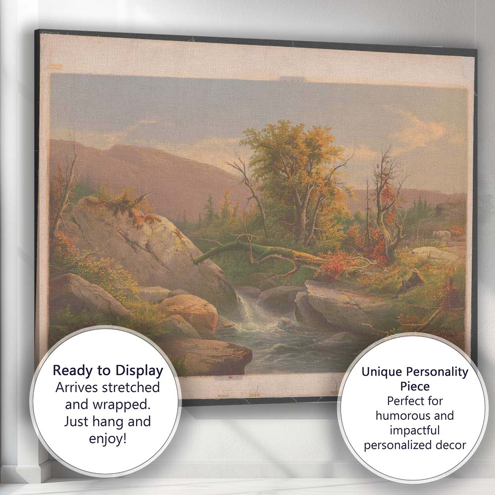 Mountain Forest Stream Rocky Wilderness Scenic Landscape Canvas Wall Art Print Decor Picture Ready to Hang