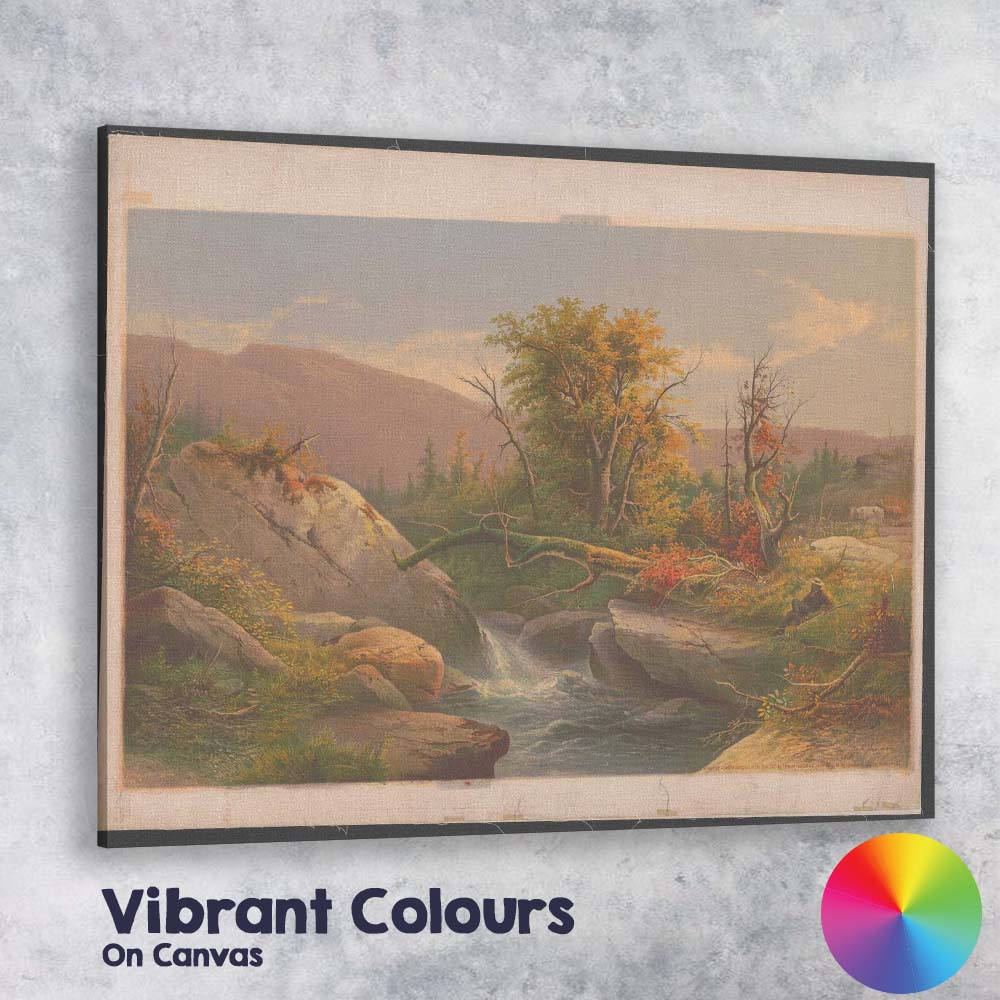 Mountain Forest Stream Rocky Wilderness Scenic Landscape Canvas Wall Art Print Decor Picture Ready to Hang